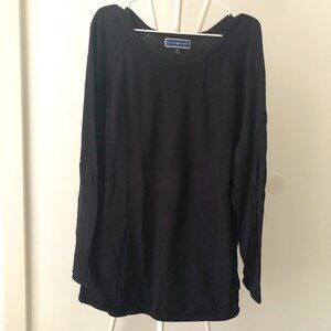 KAREN SCOTT BLACK COTTON LS SWEATER SCOOP NECK PULLOVER RAGLAN 3X